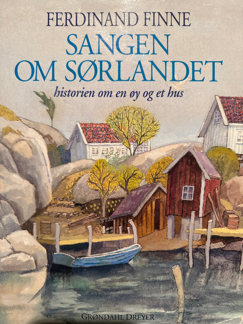 Bokomslag for "Sangen om Sørlandet" innbundet av Cappelen Damm AS, viser fargerik kultur- og landskapsillustrasjon.