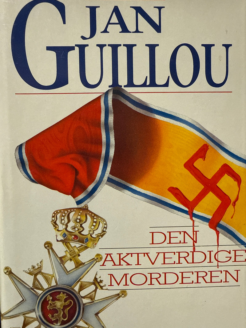 Bokomslag for "Den aktverdige morderen" av Cappelen Damm AS, innbundet utgave, med mørkt design og tittel.