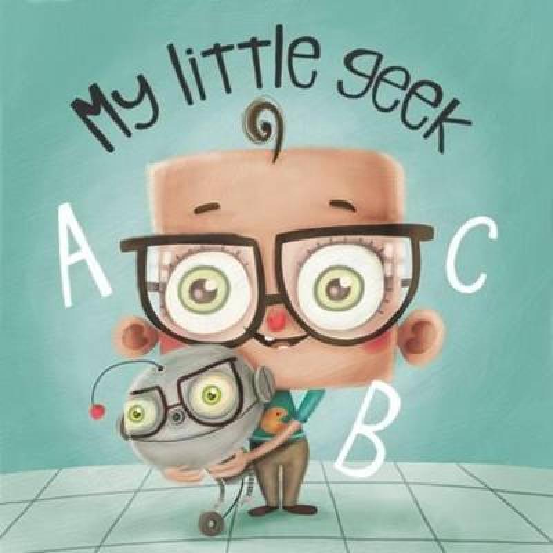 Bokomslag for "My Little Geek" innbundet bok av Bokia.no med illustrasjoner og tittel på forsiden