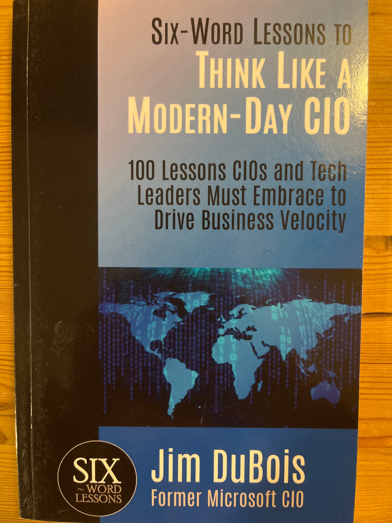 Bok om CIO-tankegang, «Six-Word Lessons to Think Like a Modern-Day CIO», vist med omslaget på pocketutgave.