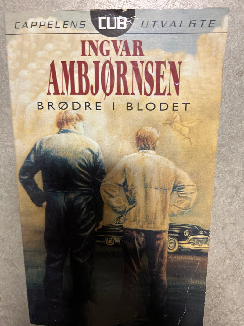 Bokomslag for "Brødre i blodet" roman av Cappelen, med illustrasjon og tittel på pocketutgave.