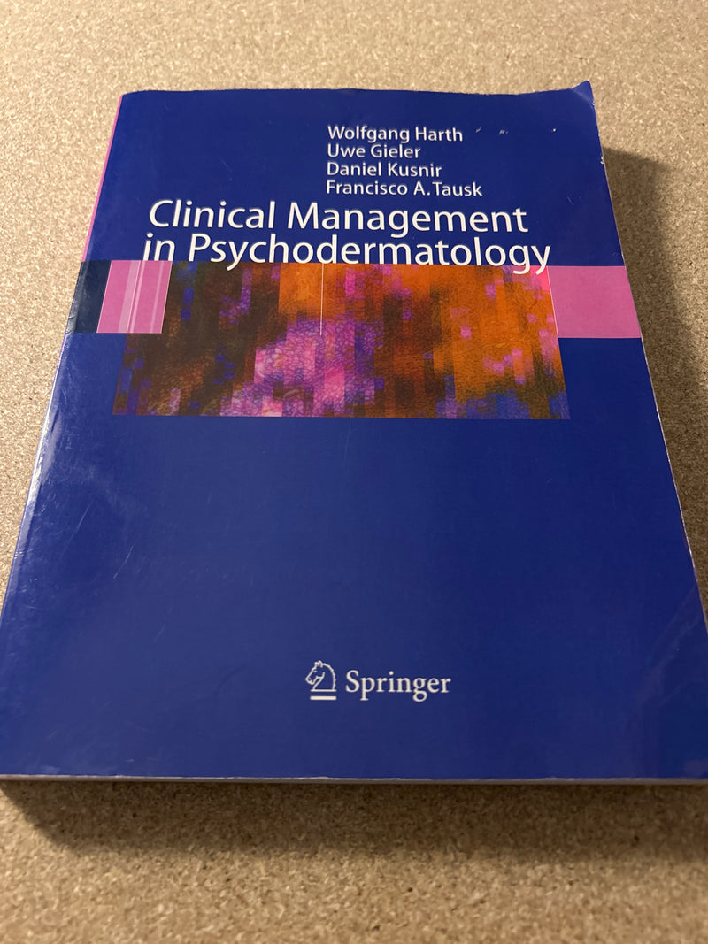 Bok om klinisk behandling i psykodermatologi, pocketutgave, med tekst og illustrasjoner for helsepersonell.