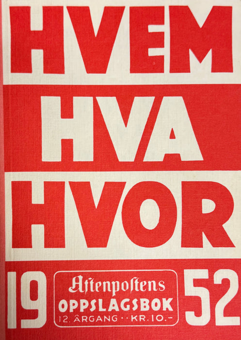 Hvem hva hvor 1952 (Pocket) - Bokia.no