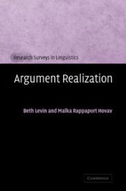 Argument Realization 9780521663762 Beth Levin Malka Rappaport Hovav Brukte bøker