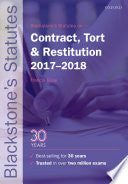 Blackstone's Statutes on Contract, Tort and Restitution 2017-2018 9780198802808 Francis Rose Brukte bøker