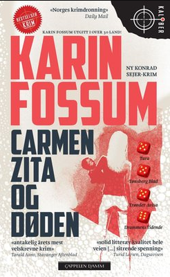Bokomslag for "Carmen Zita og døden" roman utgitt av Cappelen Damm, med kunstnerisk design og tittelen tydelig synlig