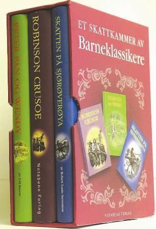 Et skattkammer av barneklassikere 9788248201250 Daniel Defoe Robert Louis Stevenson James Matthew Barrie Brukte bøker