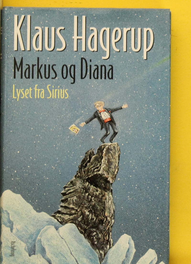 Omslagsbilde av ungdomsromanen "Markus og Diana" innbundet, utgitt av Aschehoug & Co, med fargerikt design og tittel.