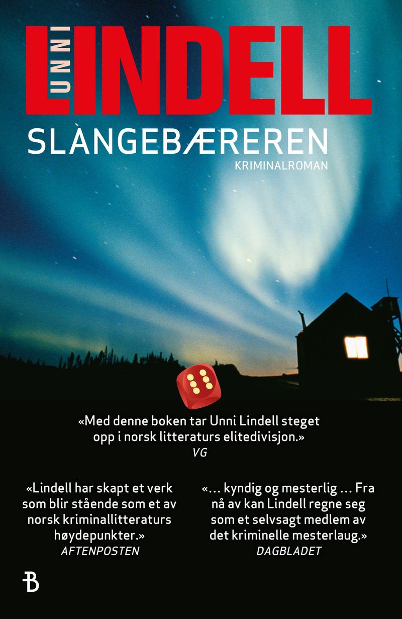 Norsk skjønnlitteratur for voksne, "Slangebæreren (Pocket)" av Aschehoug & Co, med åpen bok og illustrasjon på forsiden