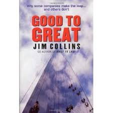 Bokcover for "Good to Great" av Jim Collins, lederbok utgitt av Random House, med tittel og forfatters navn.