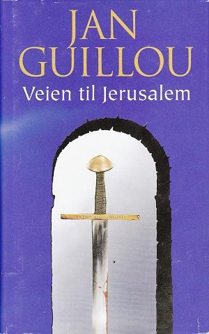 Innbundet roman "Veien til Jerusalem" av Cappelen Damm AS, med bokomslag og tittel synlig.