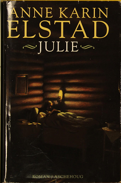 Bokomslag for romanen "Julie" utgitt av Aschehoug & Co, med tittel og illustrasjon på forsiden