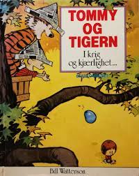 Illustrasjon av Tommy og Tigern i krig og kjærlighet, barne- og ungdomsbok med fargerik omslagsdesign.