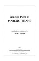Selected Plays of Marcus Thrane 9780877320968 Marcus Møller Thrane Brukte bøker