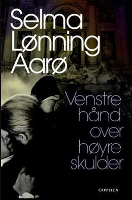 Bok med tittelen "Venstre hånd over høyre skulder" av Bokia.no, viser en åpen roman med illustrasjon på forsiden.