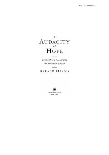 The audacity of hope (Pocket)