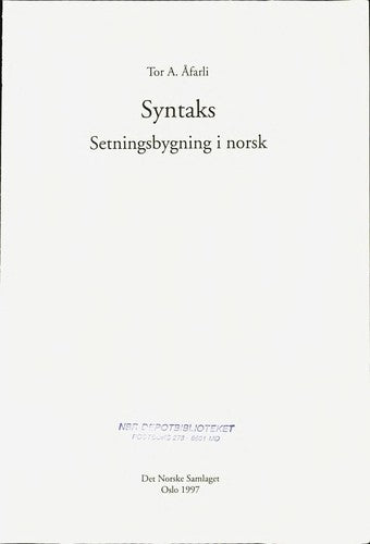 Syntaks: setningsbygning i norsk - Bokia.no