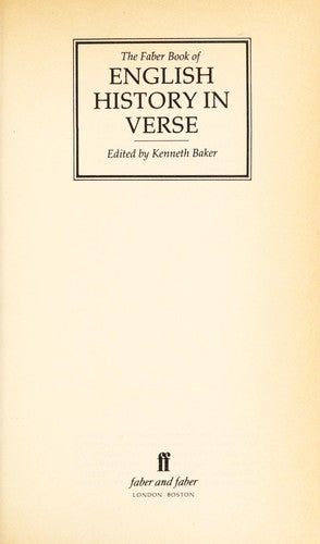 The Faber Book of English History in Verse