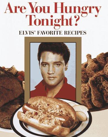 Bok med Elvis' favorittoppskrifter, "Are You Hungry Tonight?", i innbundet utgave, viser en åpen kokebok med matbilder.