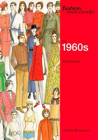 Bokomslag for "Fashion Sourcebooks: The 1960s" pocketbok, med fargerike motiver fra motebildet på 1960-tallet