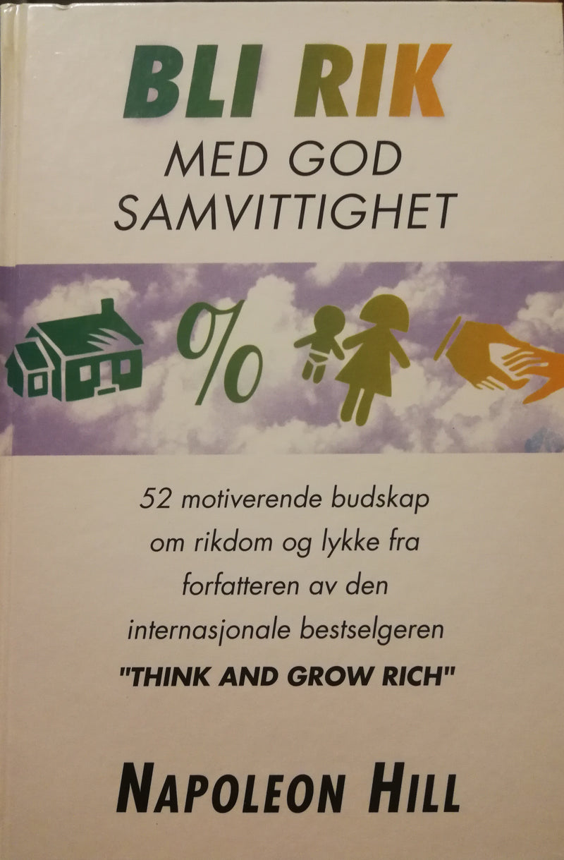 Bok «Bli rik med god samvittighet» av Efi forlag, omslagsdesign for helse, relasjoner og personlig utvikling, innbundet bok