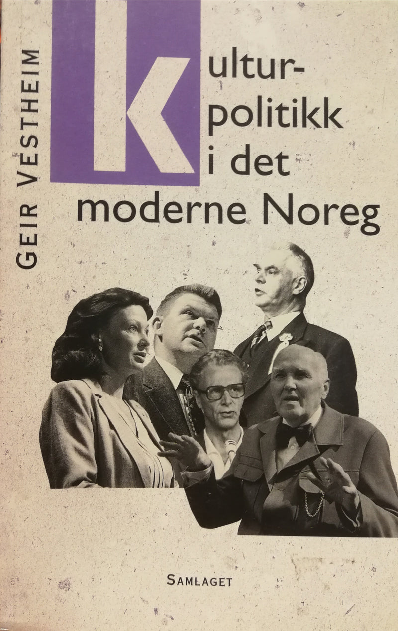 Bokomslag av "Kulturpolitikk i det moderne Noreg" innen kunst og kultur, utgitt av Samlaget, vises i bildet.