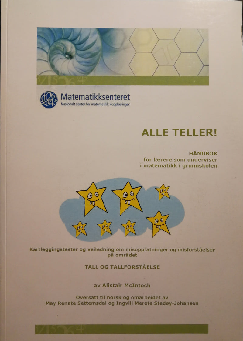 Bokomslag for "Alle teller! Håndbok for lærere" av Genesis, matteundervisning for grunnskolen, illustrasjon på forsiden