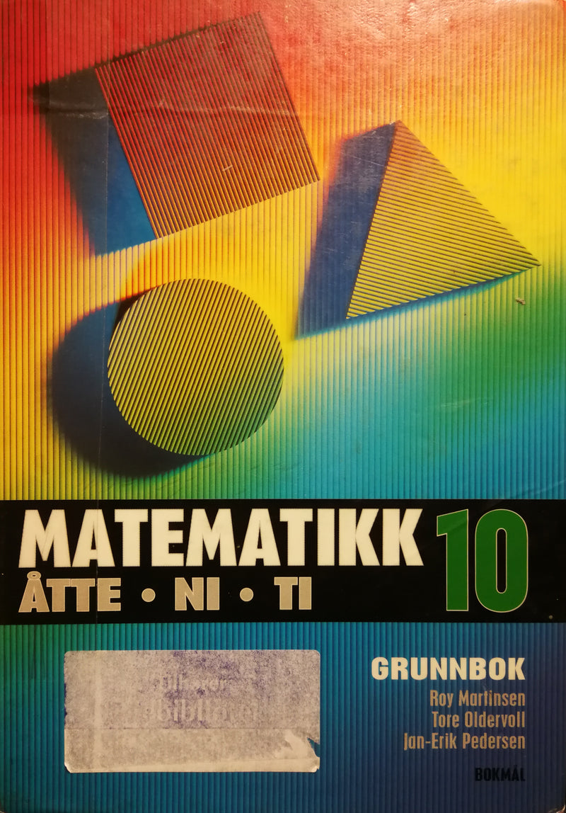 Matematikk 10 skolebok fra Cappelen, sidevisning av bokens forsider med tittel og illustrasjoner