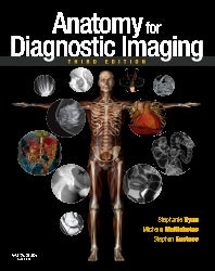 Bokomslag for "Anatomy for Diagnostic Imaging" av Elsevier, pocketutgave, med anatomiske illustrasjoner for medisinsk bildediagnostikk