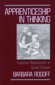 Bokomslag for "Apprenticeship in Thinking" av Oxford University Press, viser en person som tenker i en sosial kontekst.