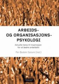 Bokomslag for "Arbeids- og organisasjonspsykologi" av Cappelen Damm, med bilde av en arbeidsplass og mennesker i diskusjon.