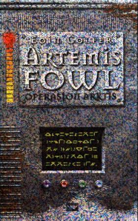 Ungdomsroman "Artemis Fowl" av Cappelen Damm AS, bokomslag med illustrasjon og tittel.