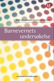 Illustrasjon av barnevernets undersøkelse i politikk, publisert av Universitetsforlaget, viser dokumenter og politiske symboler.
