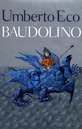 Romanen Baudolino av Gyldendal Norsk Forlag AS, innbundet utgave, vises med bokomslag og tittel på forsiden