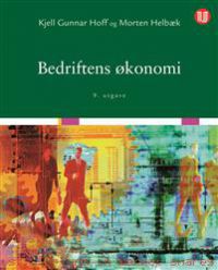 Illustrasjon av Bedriftens økonomi bok fra Universitetsforlaget, viser en åpen bok med økonomiske diagrammer og tekst.