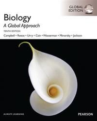 Bokomslag for "Biology: A Global Approach (Pocket)" av Pearson, med grønt og blått design, viser biologiske symboler og jordkloden.