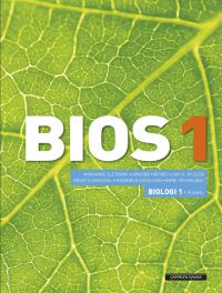 Bios 1 biologi VGS lærebok fra Cappelen Damm, åpen side med tekst og illustrasjoner på sidene.