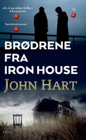 Bokomslag for 'Brødrene fra Iron House' av Cappelen Damm AS, oversatt skjønnlitteratur for voksne med illustrasjon.
