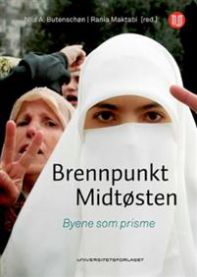 Brennpunkt Midtøsten politikk bok fra Universitetsforlaget, illustrasjon av Midtøsten-regionen på forsiden