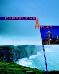 Cappelens atlas for ungdomstrinnet, skolebok med kart og geografisk informasjon for ungdomstrinnet, Cappelen merke.