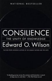 Bokomslag for "Consilience" av Random House, om matematikk og naturvitenskap, viser en abstrakt vitenskapsillustrasjon.