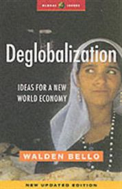 Bokomslag for «Deglobalization» av Zed Books, viser et illustrasjonsbilde av en global økonomi i endring.