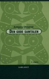 Bokomslag for "Den gode samtalen" innen sosiologi, utgitt av Samlaget, med en illustrasjon av to personer som snakker sammen