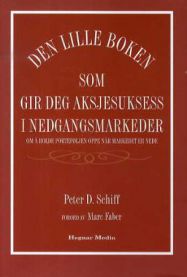 Bok om aksjesuksess i nedgangsmarkeder av Hegnar Media, viser en åpen finansbok med graf og notater.