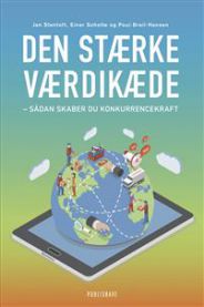 Bilde av "Den stærke værdikæde" ledelsesbok fra Bokia.no med illustrasjon av verdikjede og konkurransekraft.