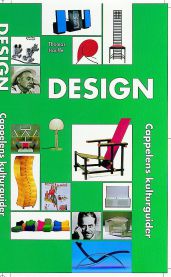 Bok om design, del av Kunst og kultur-serien fra Cappelen, viser en åpen bok med fargerike designillustrasjoner
