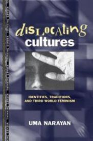 Bokomslag for Dislocating Cultures av Taylor & Francis, med bilder som illustrerer kultur, identiteter og tredje verdens feminisme.