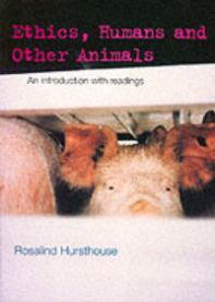 Bokomslag for "Ethics, Humans and Other Animals" av Taylor & Francis, filosofi, med bilder av mennesker og dyr.