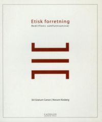Bokcover for "Etisk forretning: bedriftens samfunnsansvar" av Cappelen, med tittel og design i blått og hvitt.