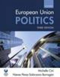 Bokomslag for "European Union Politics" pocketutgave av Oxford University Press, viser EU-flagg og politiske symboler.